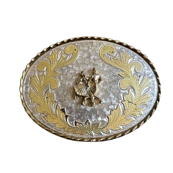 unbranded Other - Mens W USA Square-Dancing Western 2-Tone Oval Belt Buckle